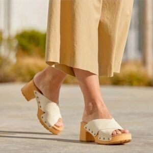 Kork Ease Tatum Cross Over Wood Leather Sandals Sz 8